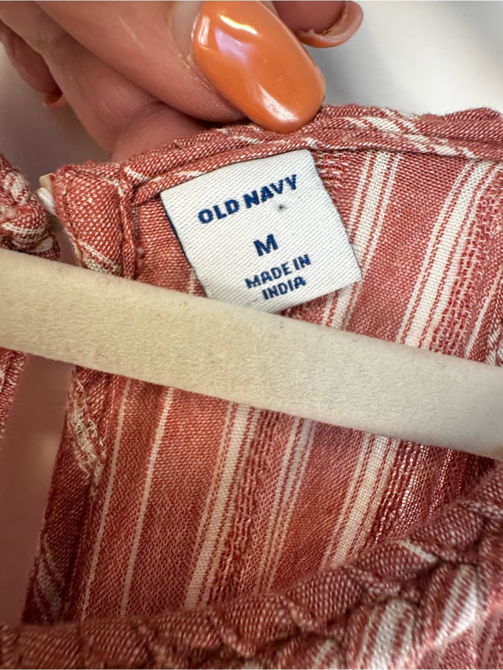 Old Navy Rust Striped Linen Blend Maxi Dress Medium Boho Cottagecore Summer - Picture 3 of 14